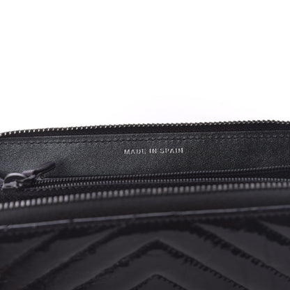 Chanel Metallic Crumpled Patent Calfskin Chevron Quilted Medium Zip Around Wallet Black 8 of 10