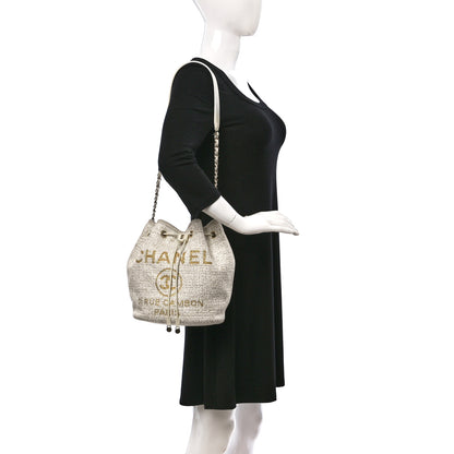 Chanel Lurex Boucle Deauville Drawstring Bucket Bag Ivory 2 of 14