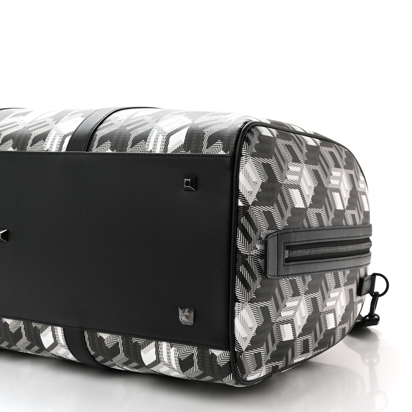 Cubic Monogram Large Traveler Weekender Bag Black White