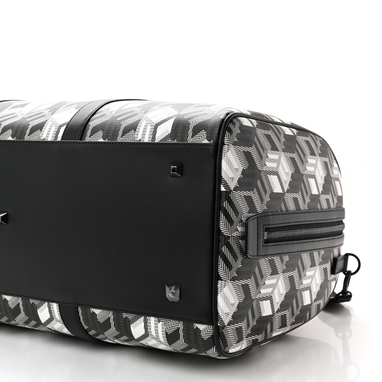 MCM Cubic Monogram Large Traveler Weekender Bag Black White 10 of 16