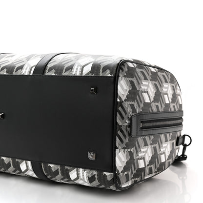 MCM Cubic Monogram Large Traveler Weekender Bag Black White 10 of 16