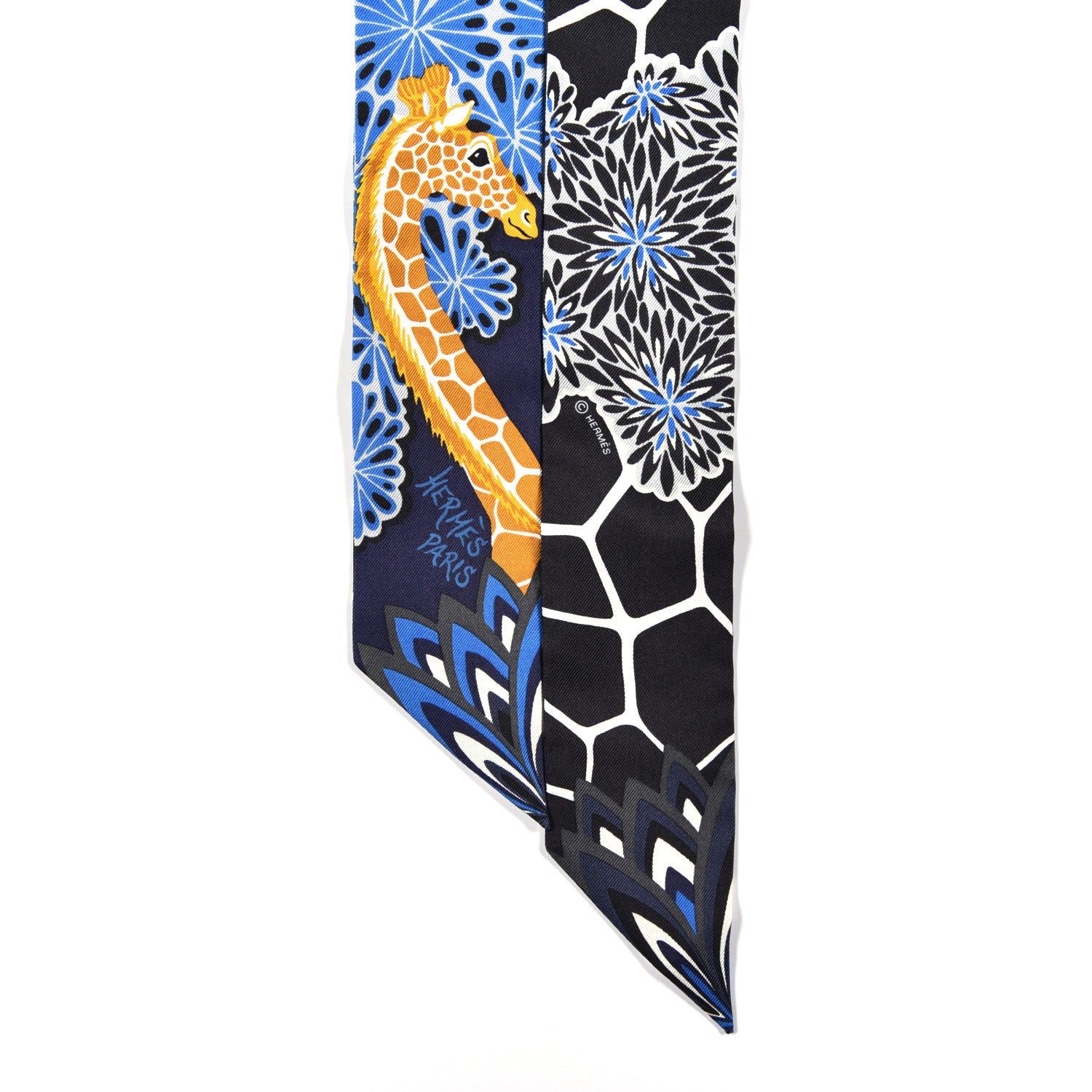 Hermes Silk The Three Graces Twilly Bleu Nuit Gold Black 2 of 4