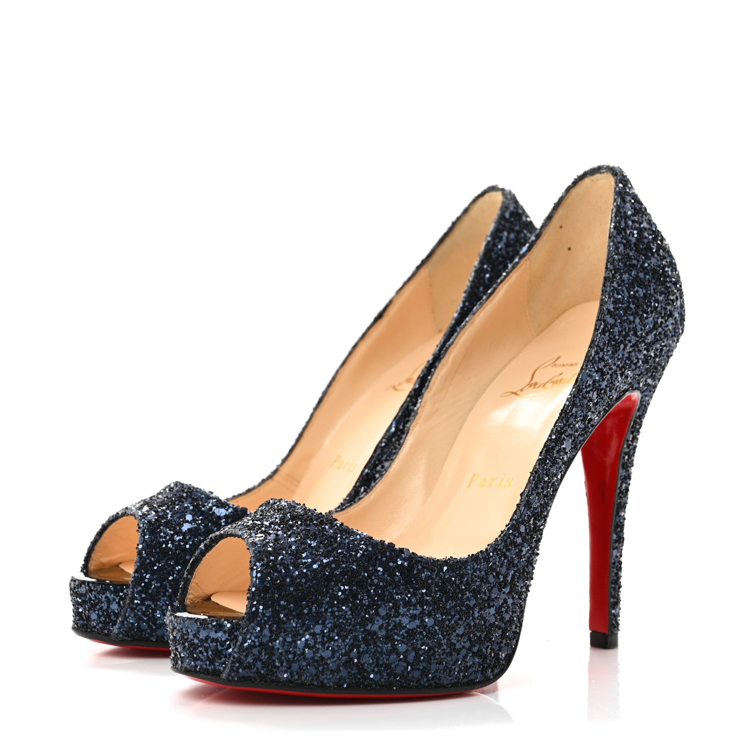 Christian Louboutin Glitter Very Prive 120 Pumps 37 Bleu Marine 4 of 9