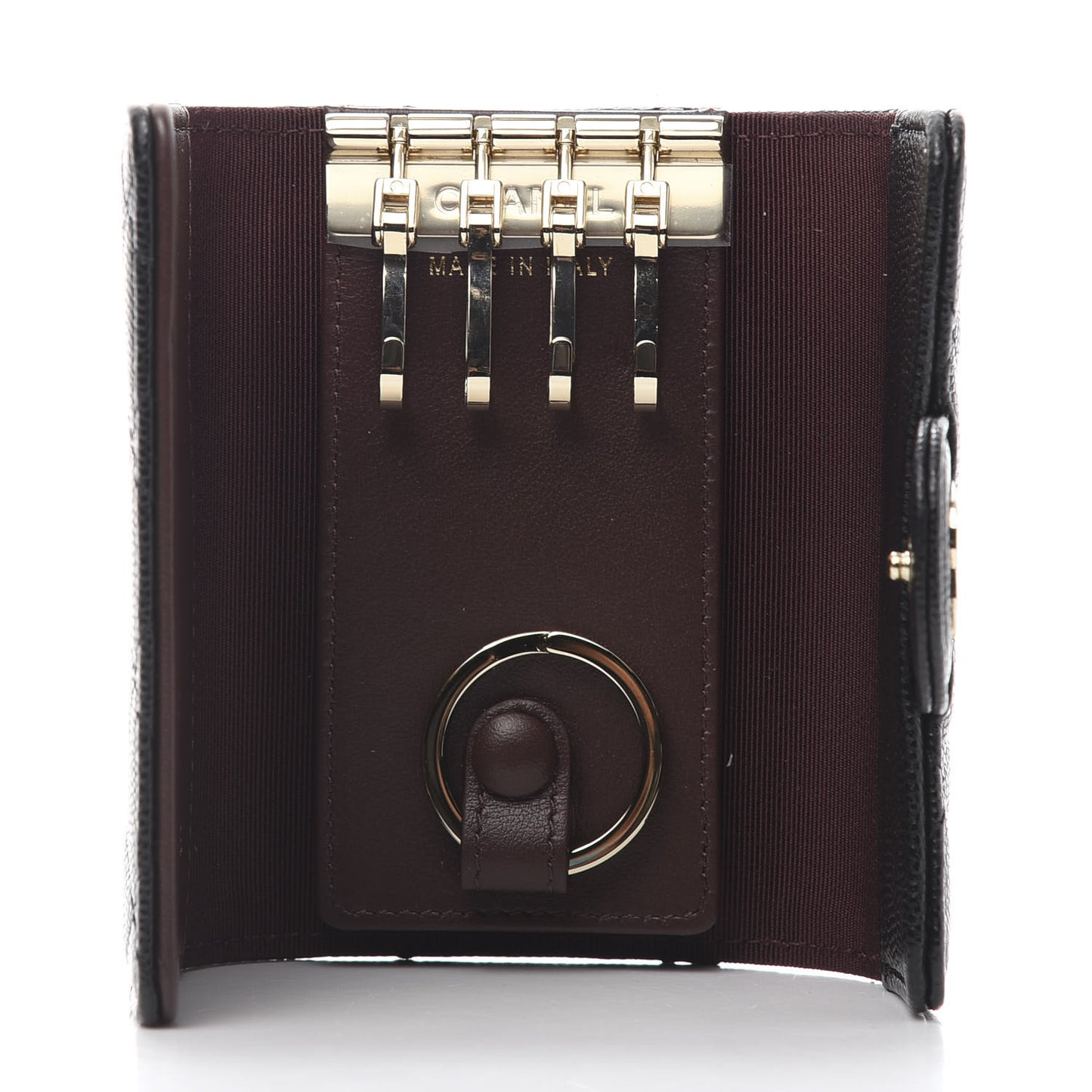 Caviar Quilted Classic 4 Key Holder Wallet Black