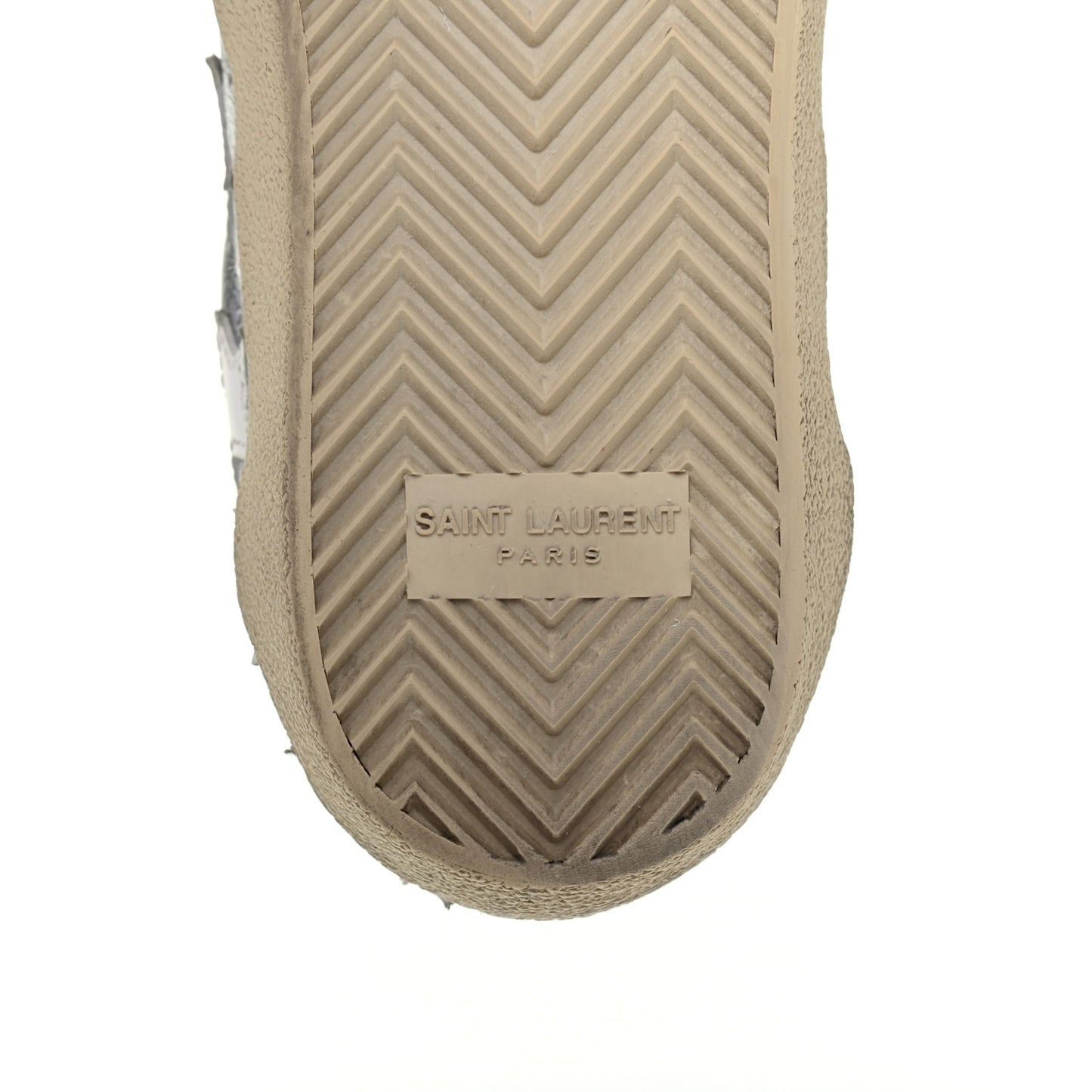 Metallic Calfskin Star Court Sneakers 37.5 Silver