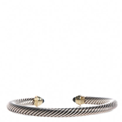 David Yurman Sterling Silver 14K Yellow Gold Black Onyx 5mm Cable Classics Bracelet 3 of 5
