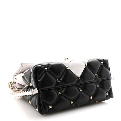 Valentino Garavani Nappa Medium Candystud Top Handle Bag White Black 4 of 9