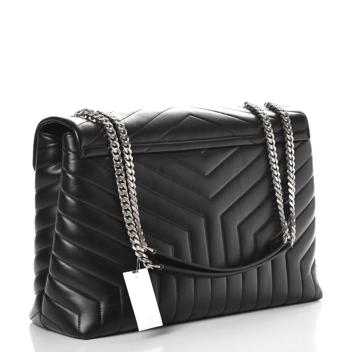 Calfskin Y Quilted Monogram Large Loulou Chain Satchel Black