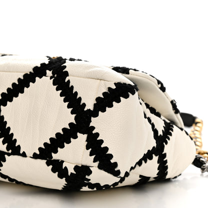 Chanel Calfskin Crochet Large Chanel 19 Flap White Black 10 of 11