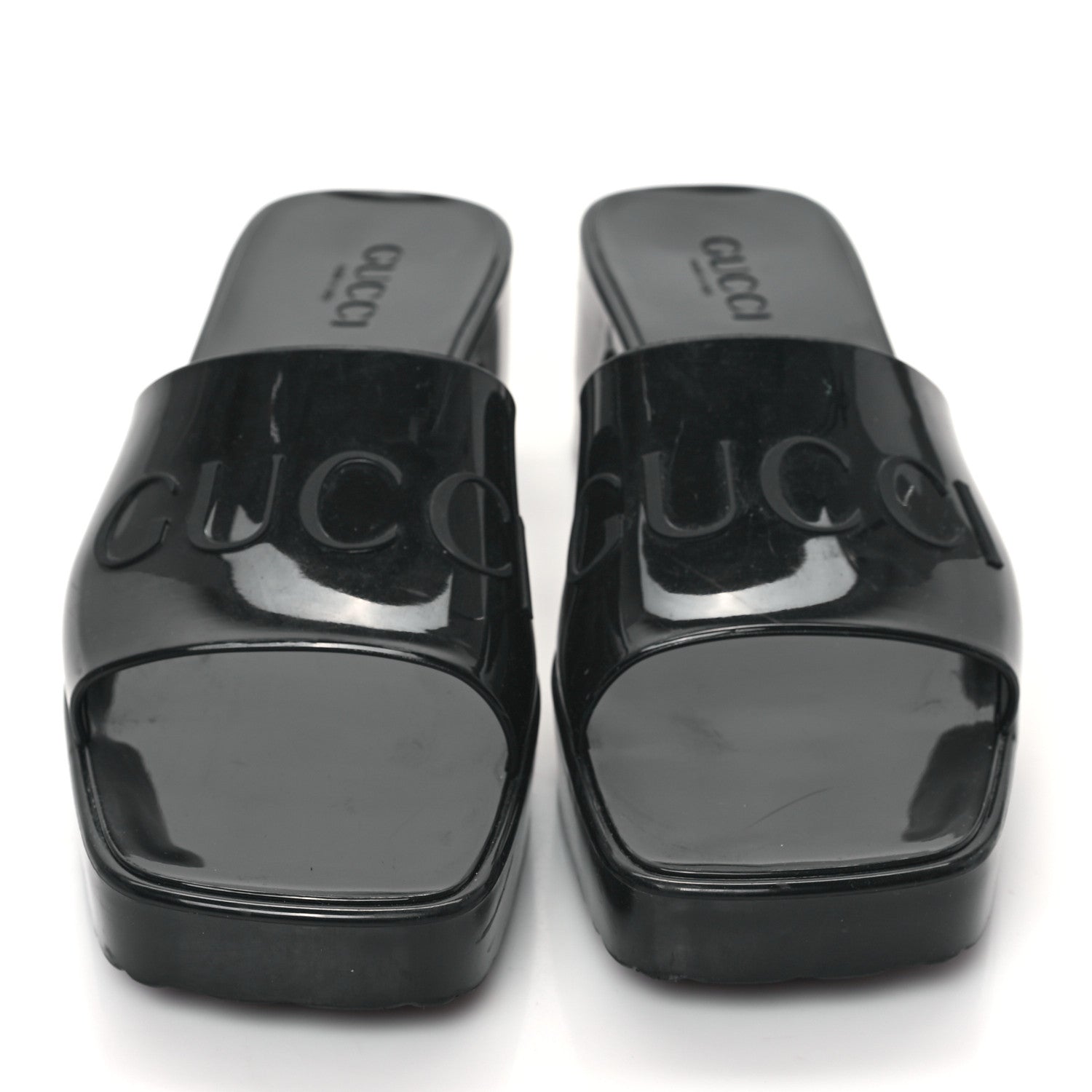 Gucci Rubber Gucci Logo Womens Platform 20/60mm Slide Sandals 40 Black 2 of 11