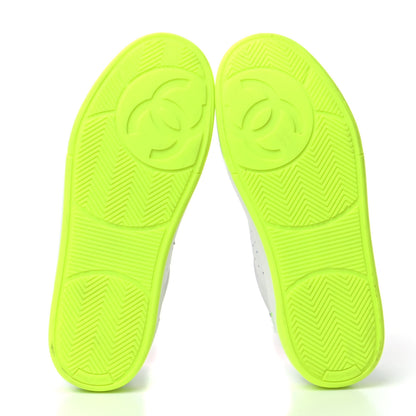 Chanel Calfskin Womens Logo Sneakers 37.5 White Multicolor 3 of 4