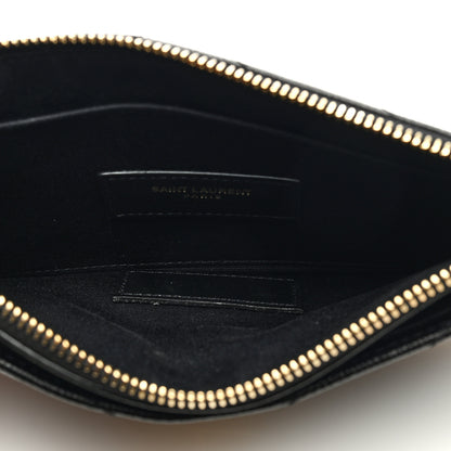 Saint Laurent Grain De Poudre Chevron Monogram Bill Pouch Black 5 of 7