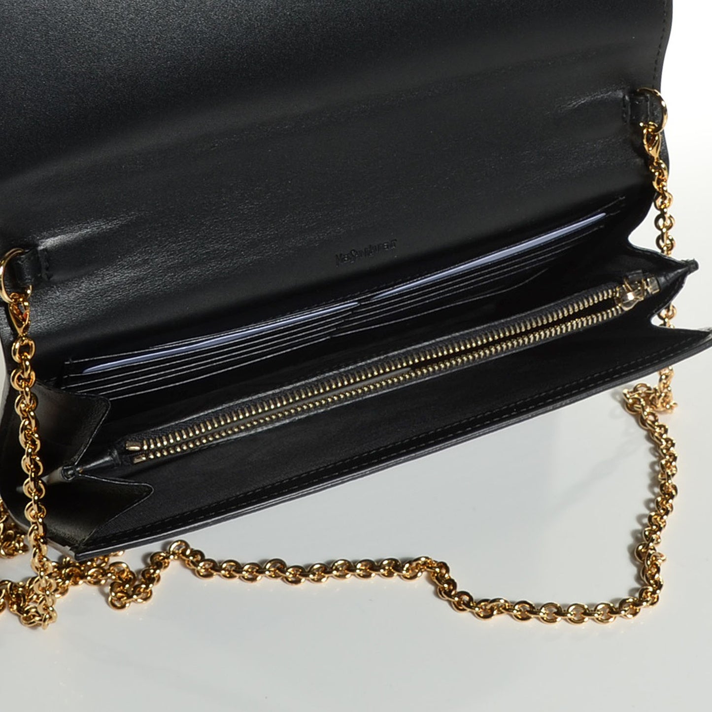 Textured Patent Belle de Jour Chain Clutch Black
