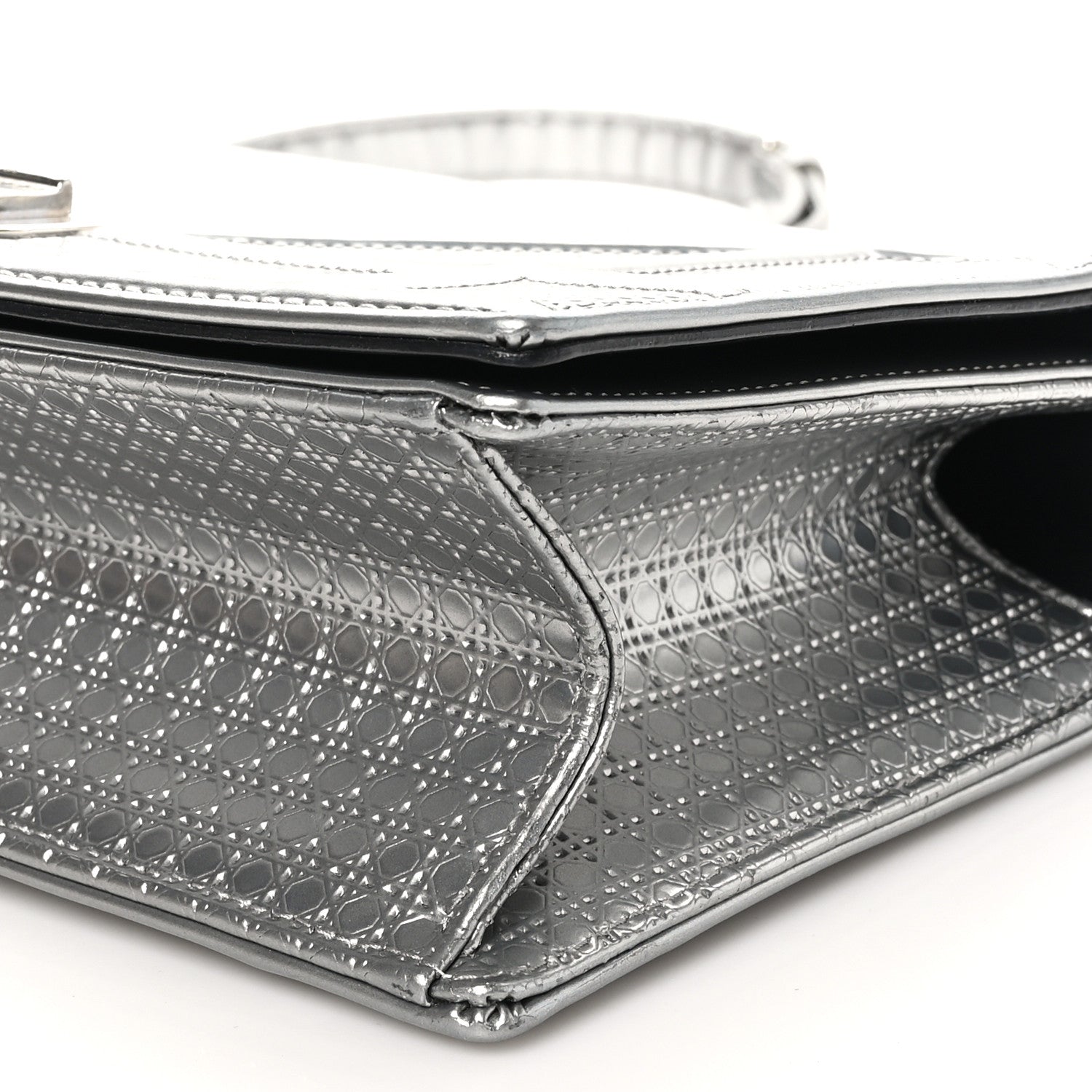 Christian Dior Metallic Patent Micro-Cannage Medium Diorama Flap Bag Silver 10 of 10