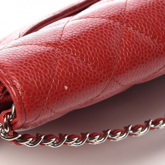 Chanel Caviar Quilted Wallet on Chain WOC Red 10 of 11