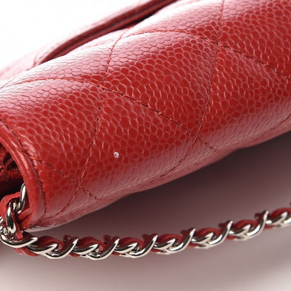 Chanel Caviar Quilted Wallet on Chain WOC Red 10 of 11