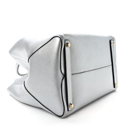 Christian Dior Metallic Supple Grained Calfskin Medium Open Bar Tote Silver 4 of 10