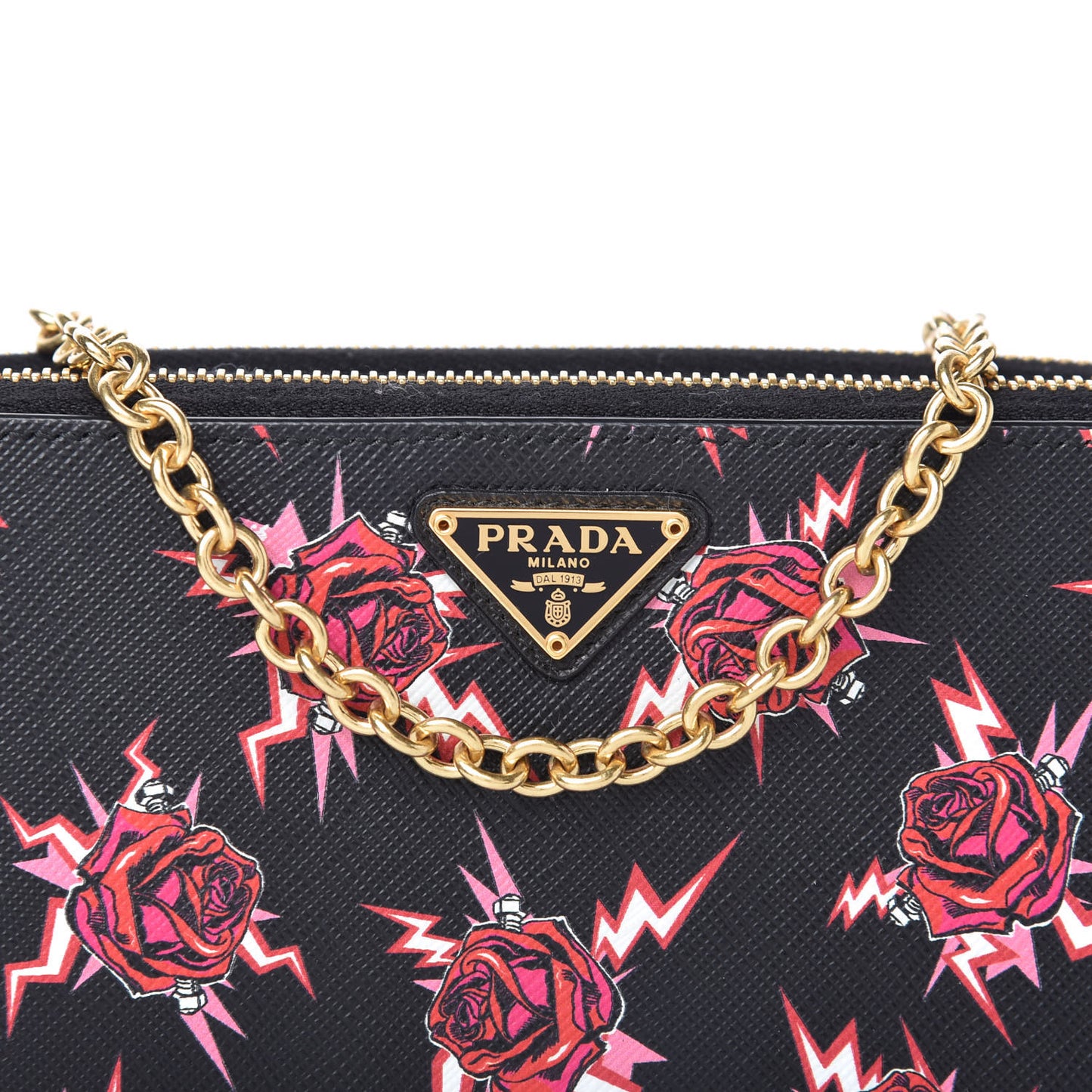 X UNIVERSAL STUDIOS Saffiano Frankenstein Rose Mini Double Zip Chain Crossbody Bag Lacca