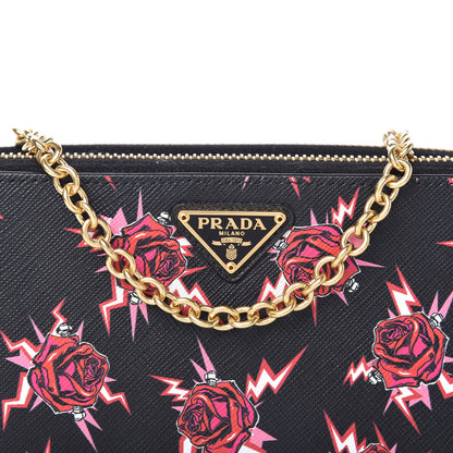 Prada X UNIVERSAL STUDIOS Saffiano Frankenstein Rose Mini Double Zip Chain Crossbody Bag Lacca 10 of 11