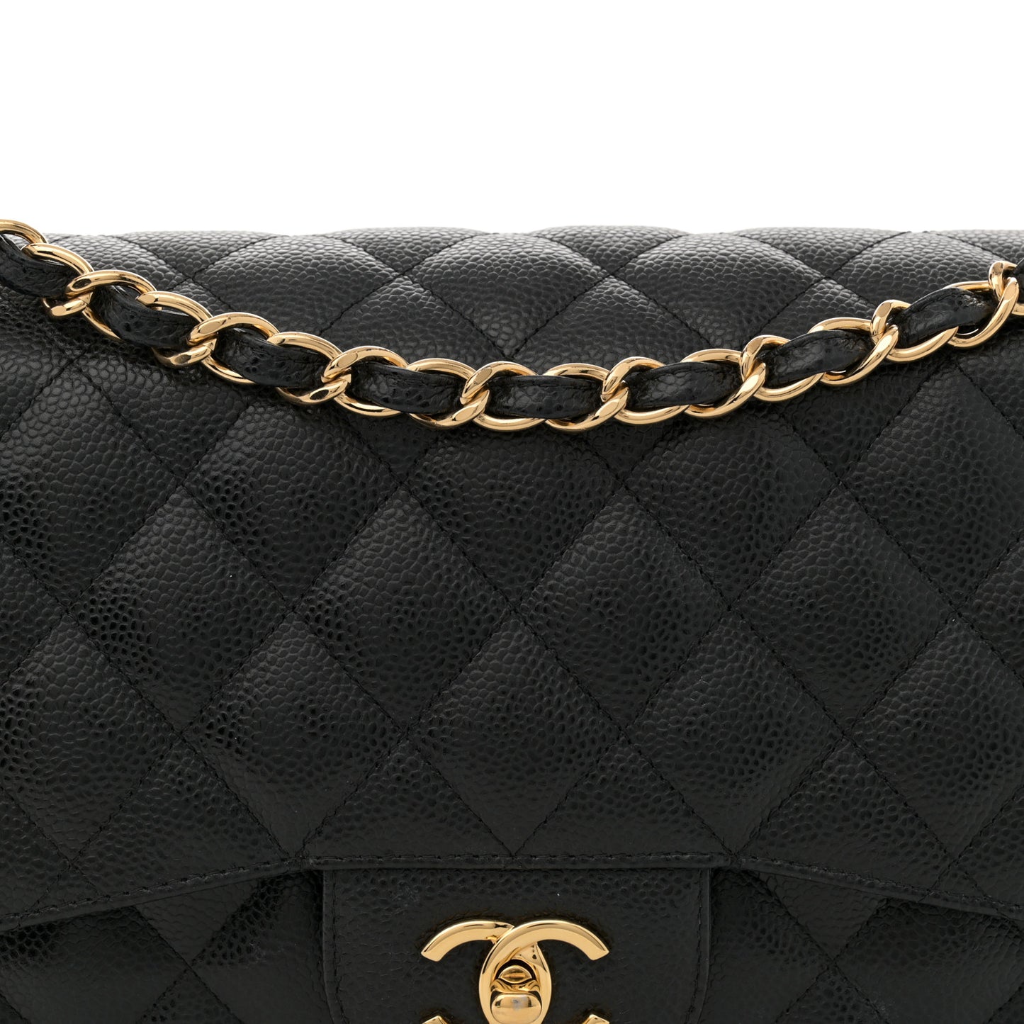Caviar Quilted Jumbo Double Flap Black