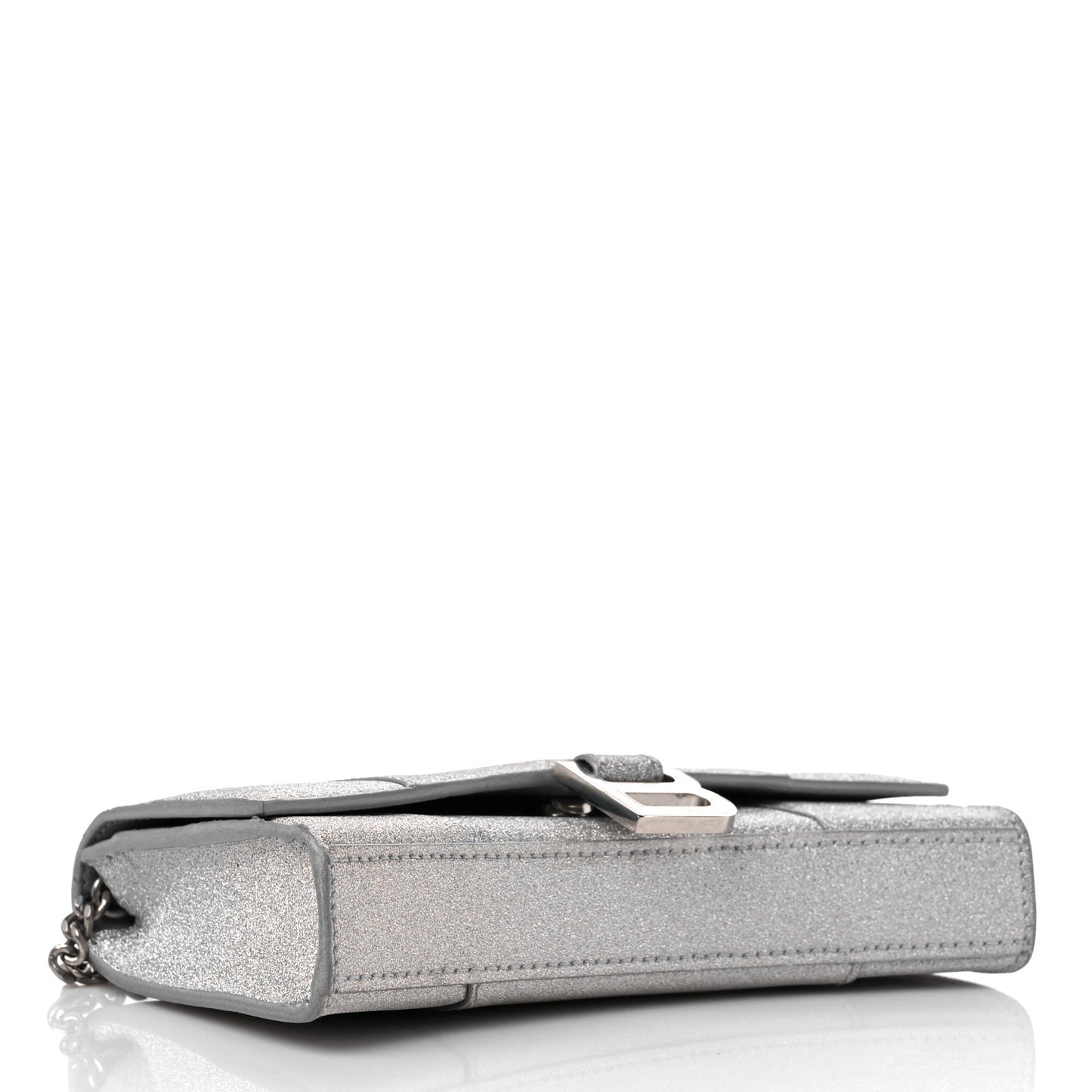 Sparkling Fabric XS Hourglass Wallet On Chain Silver