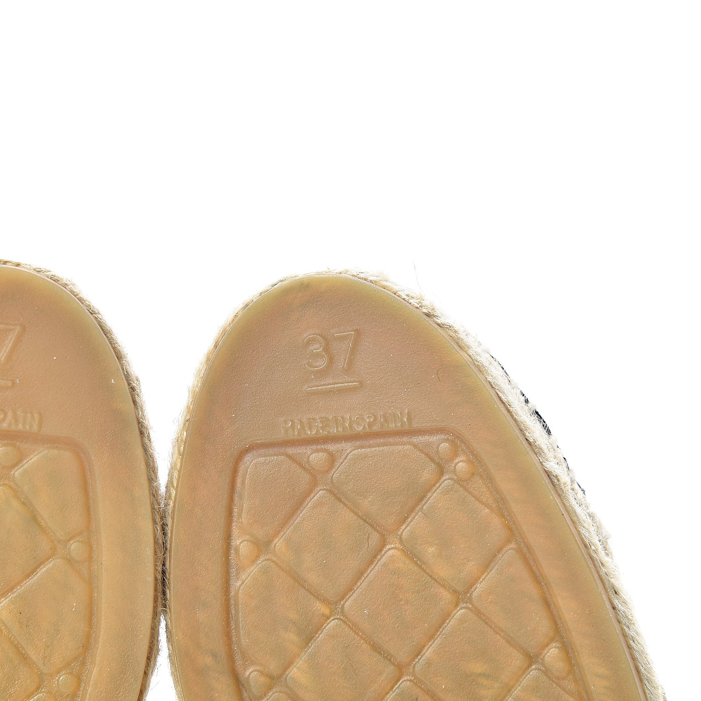 Woven Fabric Grosgrain CC Espadrilles 37 Beige Black