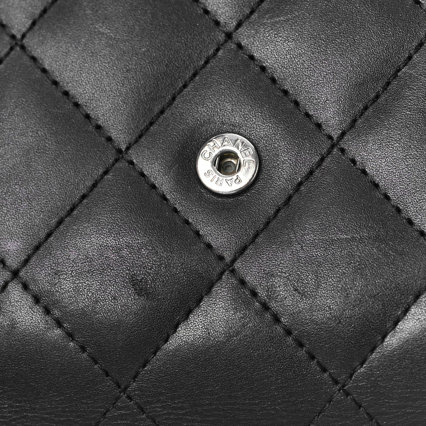 Lambskin Quilted Cambon Flap Wallet Black