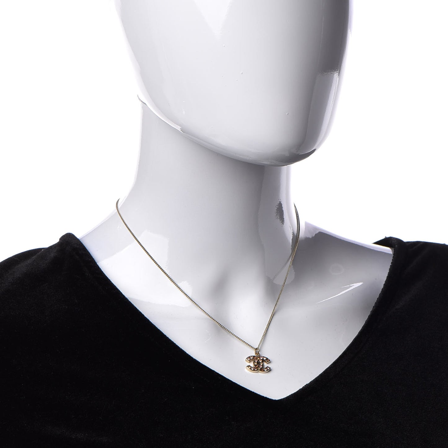 Crystal CC Pendant Necklace Gold
