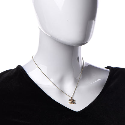 Chanel Crystal CC Pendant Necklace Gold 2 of 5