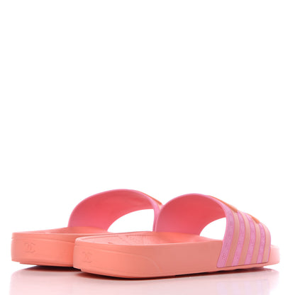Chanel Rubber CC Flat Slide Sandals 39 Orange Pink 4 of 8