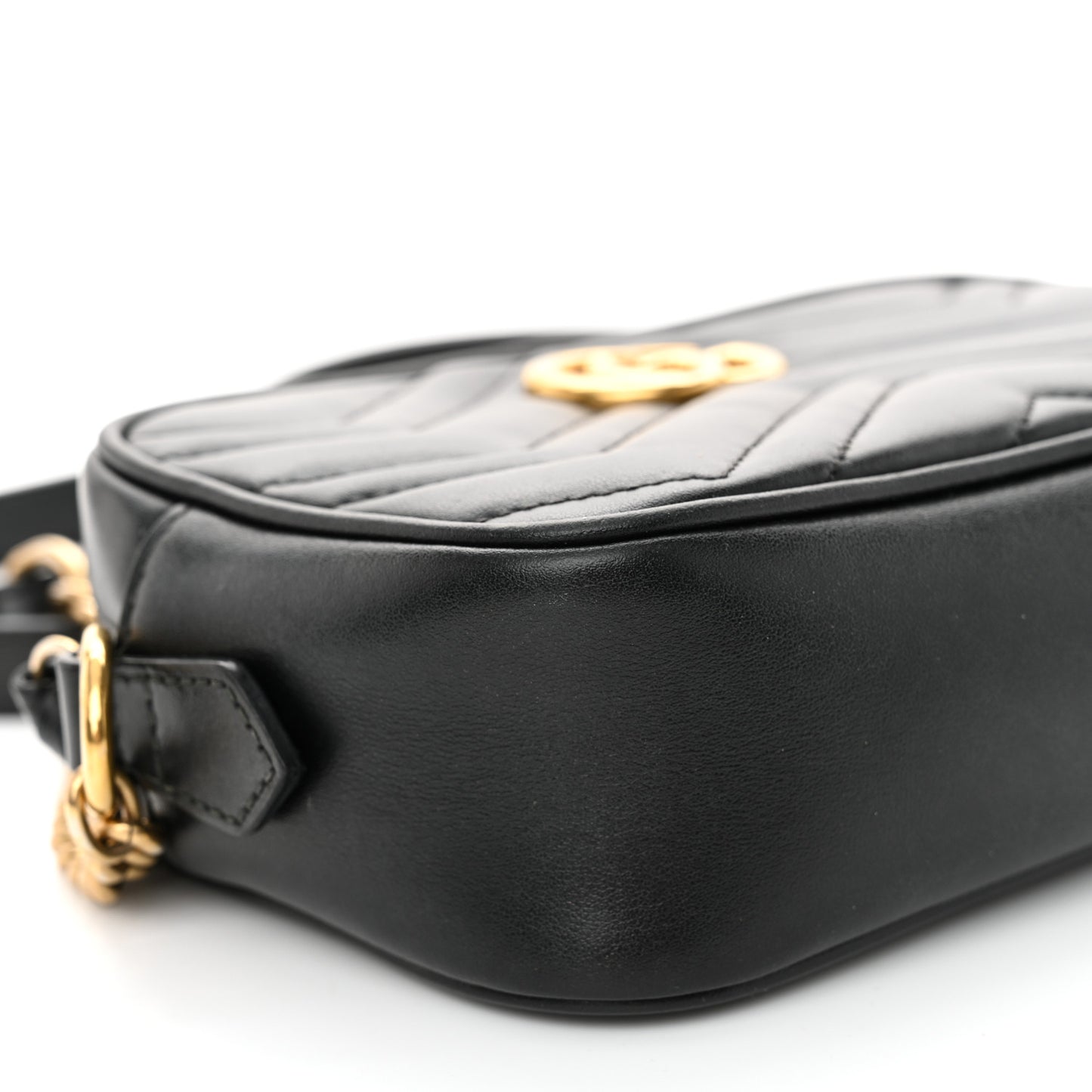Calfskin Matelasse Mini GG Marmont Chain Shoulder Bag Black