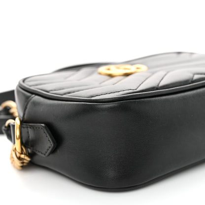 Gucci Calfskin Matelasse Mini GG Marmont Chain Shoulder Bag Black 8 of 10