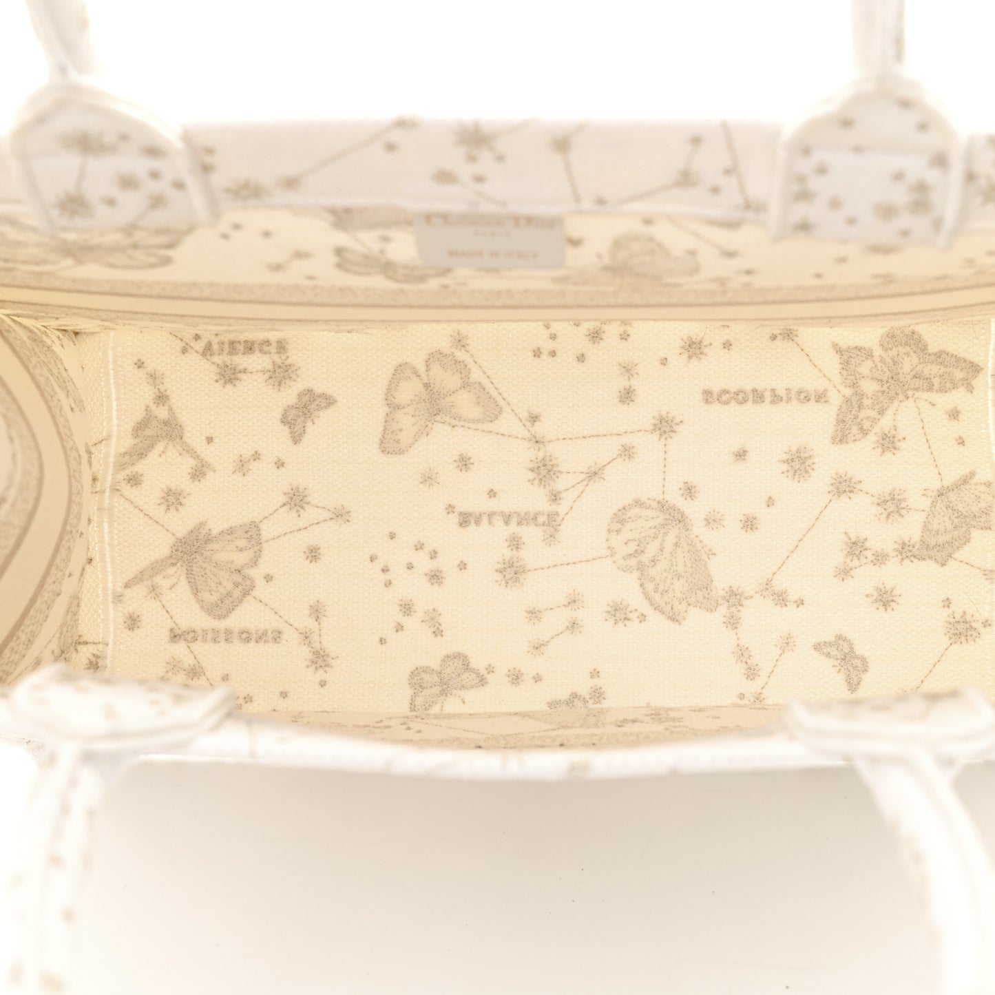 Canvas Embroidered Medium Butterfly Zodiac Book Tote Gold