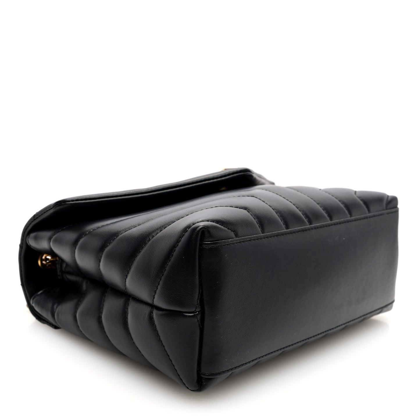 Calfskin Y Quilted Monogram Small Loulou Chain Satchel Black