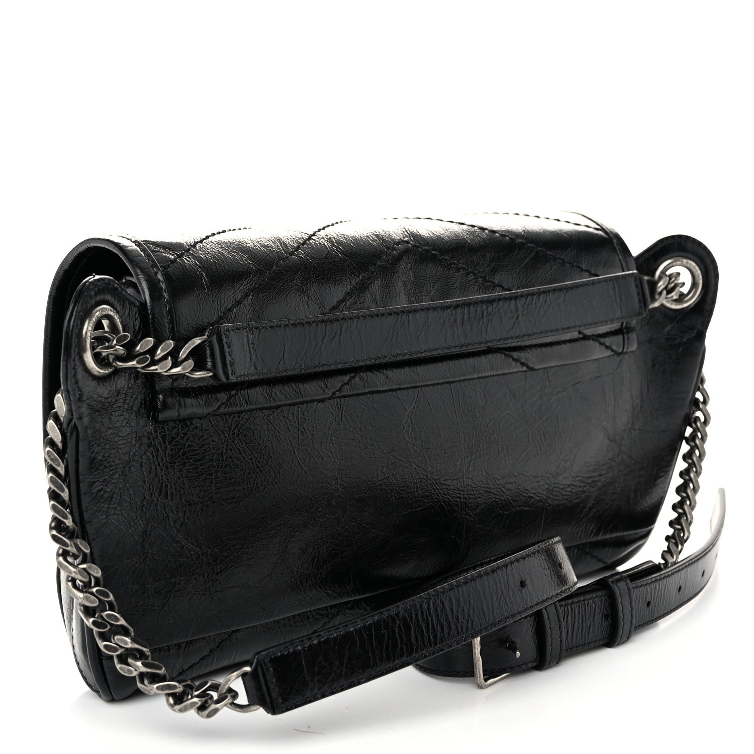 Saint Laurent Crinkled Calfskin Matelasse Monogram Niki Body Bag Black 3 of 11