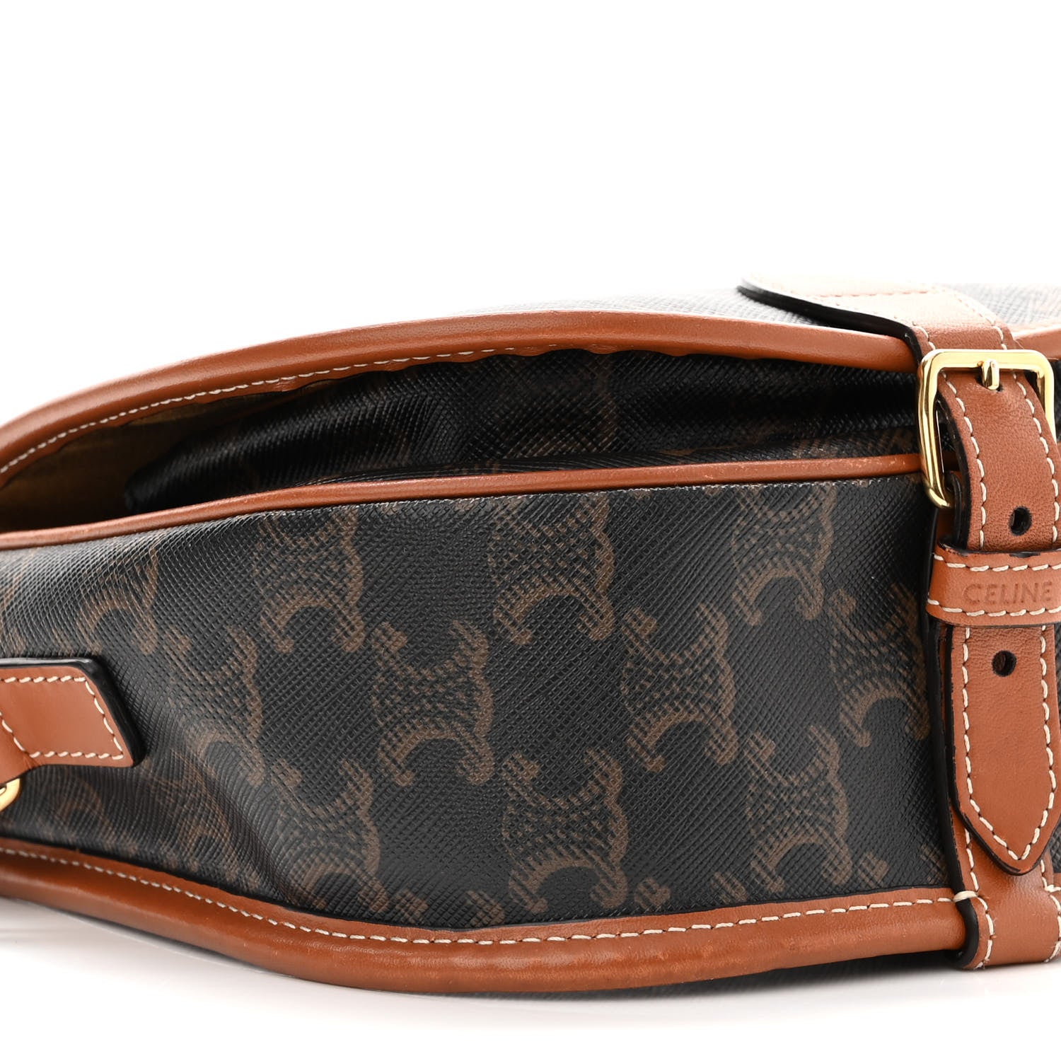 Celine Triomphe Canvas Medium Folco Bag Tan 8 of 10