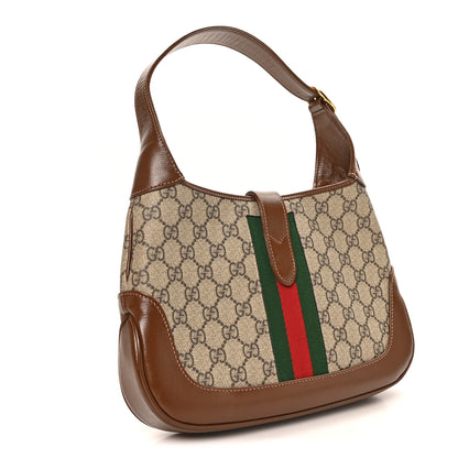 Gucci GG Supreme Monogram Azalea Calfskin Web Small Jackie 1961 Hobo Beige Ebony Brown Sugar 3 of 10