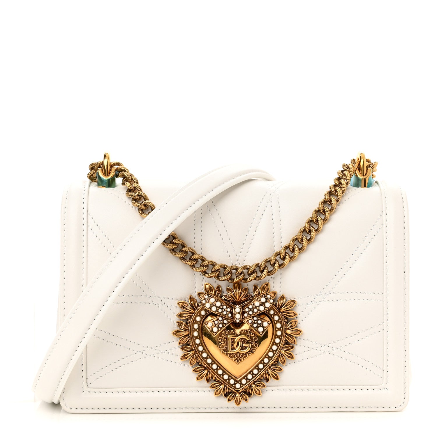Dolce & Gabbana Calfskin Medium Devotion Crossbody Bag White 1 of 9