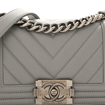 Chanel Calfskin Chevron Quilted Small Boy Flap Grey 8 of 12