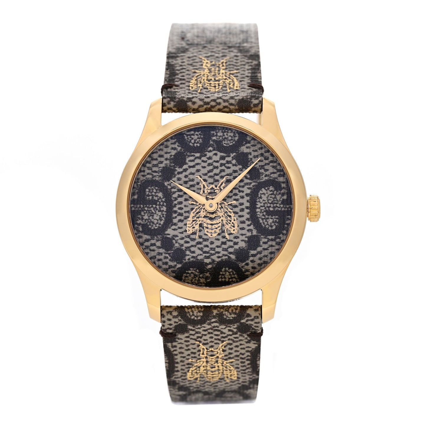 Stainless Steel Canvas 38mm G-Timeless GG Supreme Bee Quartz Watch Brown