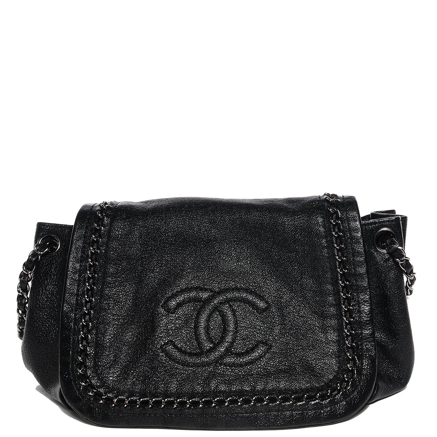 Chanel Metallic Goatskin Luxe Ligne Flap Bag Black 1 of 7