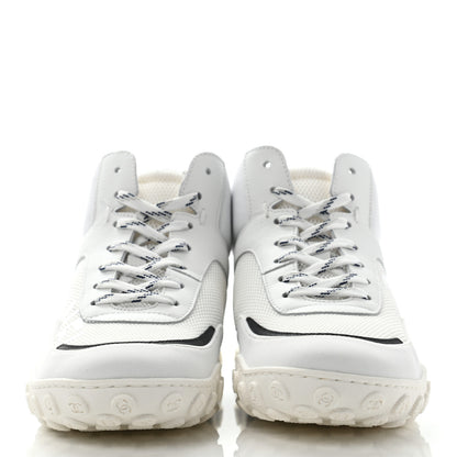Chanel Calfskin Mesh Lycra Womens Logo High Top Sneakers 37 White 2 of 12
