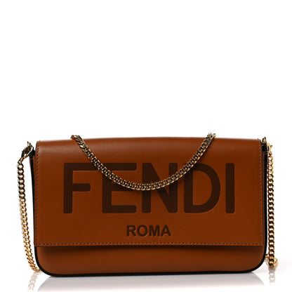 Fendi Vitello King Tamponato Logo Embossed Envelope Wallet On Chain with Pouches Cuoio 2 of 8