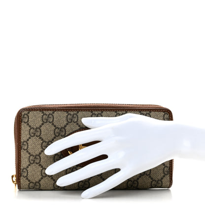 Gucci GG Supreme Monogram Azalea Calfskin Horsebit 1955 Zip Around Wallet Beige Ebony Brown Sugar 2 of 10