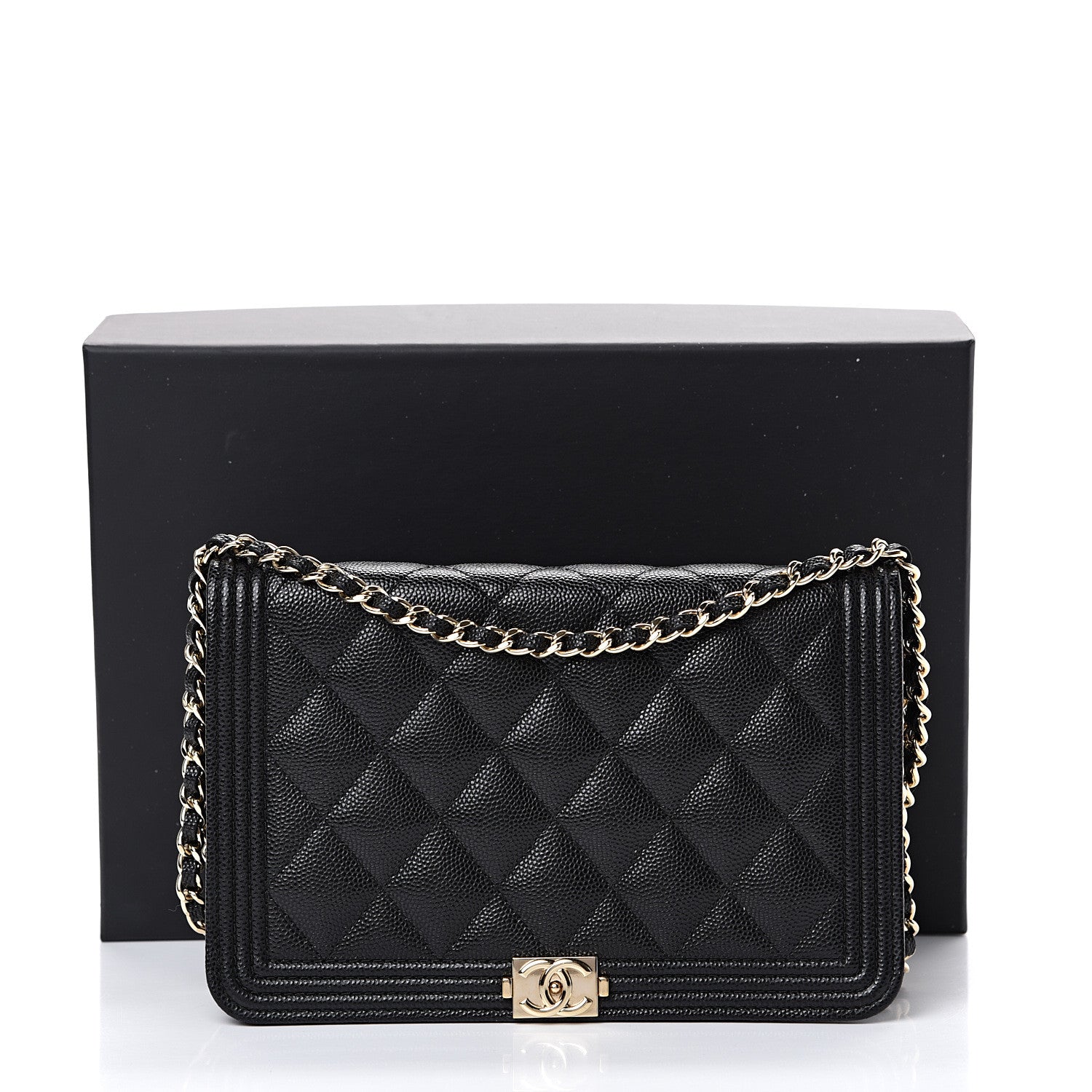 Chanel Caviar Quilted Boy Wallet On Chain WOC Black 13 of 13