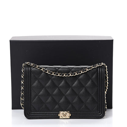 Chanel Caviar Quilted Boy Wallet On Chain WOC Black 13 of 13