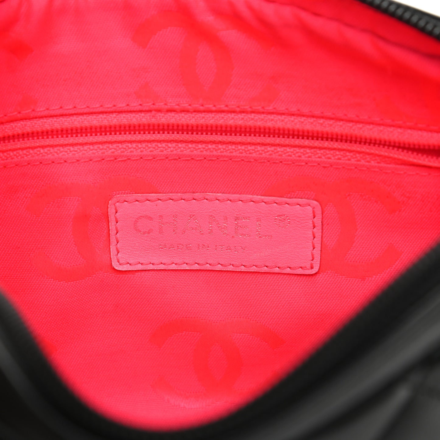 Calfskin Quilted Cambon Pochette Black White