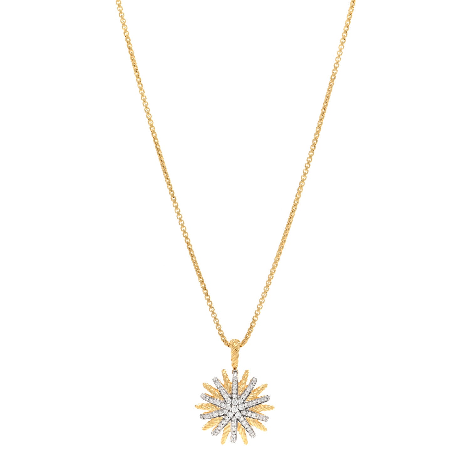 David Yurman 18K Yellow Gold Diamond Starburst Constellation Necklace 1 of 4