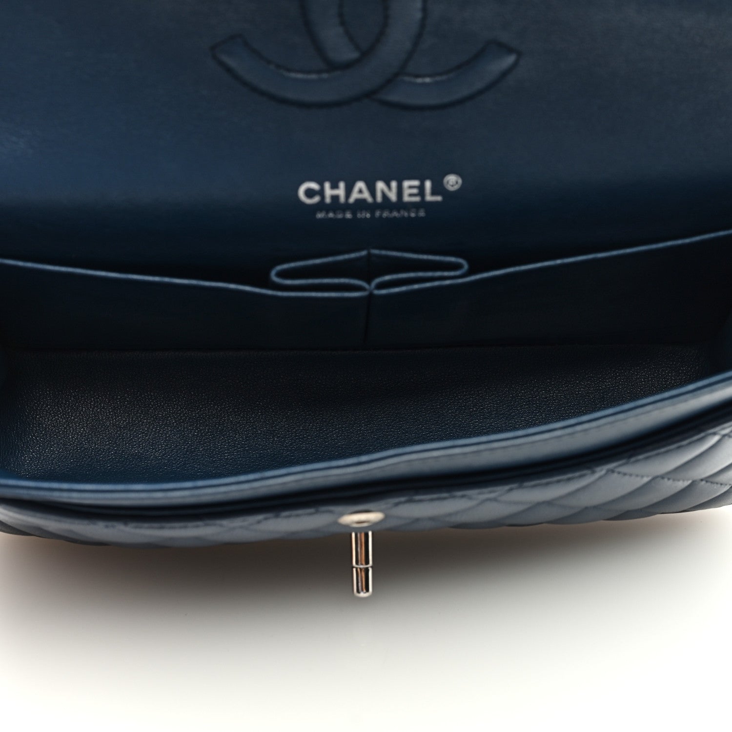 Chanel Lambskin Quilted Medium Double Flap Dark Blue 5 of 9