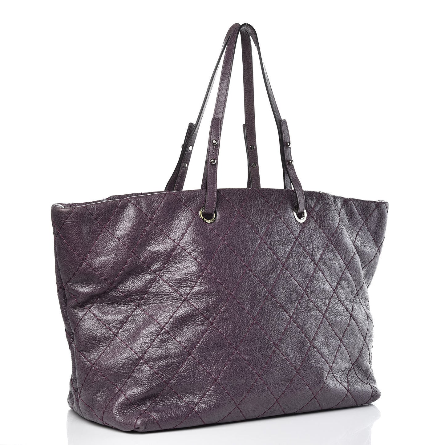 Glazed Calfskin Large On The Road Tote Purple